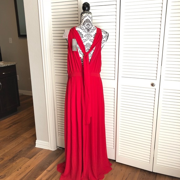 New York & Company Large Red Embroidery Maxi Dress - Picture 4 of 6